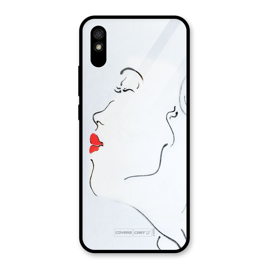 Girl in Red Lipstick Glass Back Case for Redmi 9i