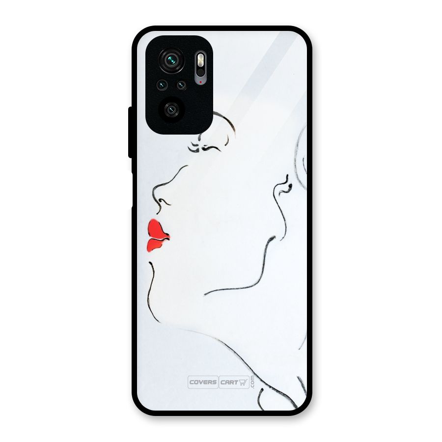 Girl in Red Lipstick Glass Back Case for Redmi Note 10S