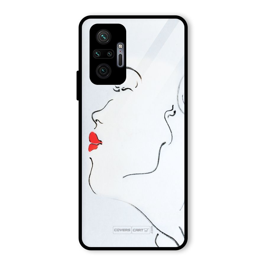 Girl in Red Lipstick Glass Back Case for Redmi Note 10 Pro