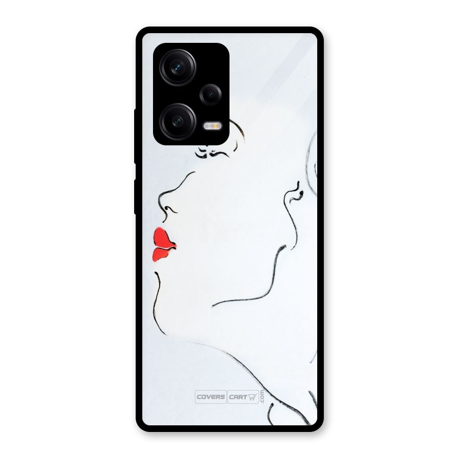Girl in Red Lipstick Glass Back Case for Redmi Note 12 Pro