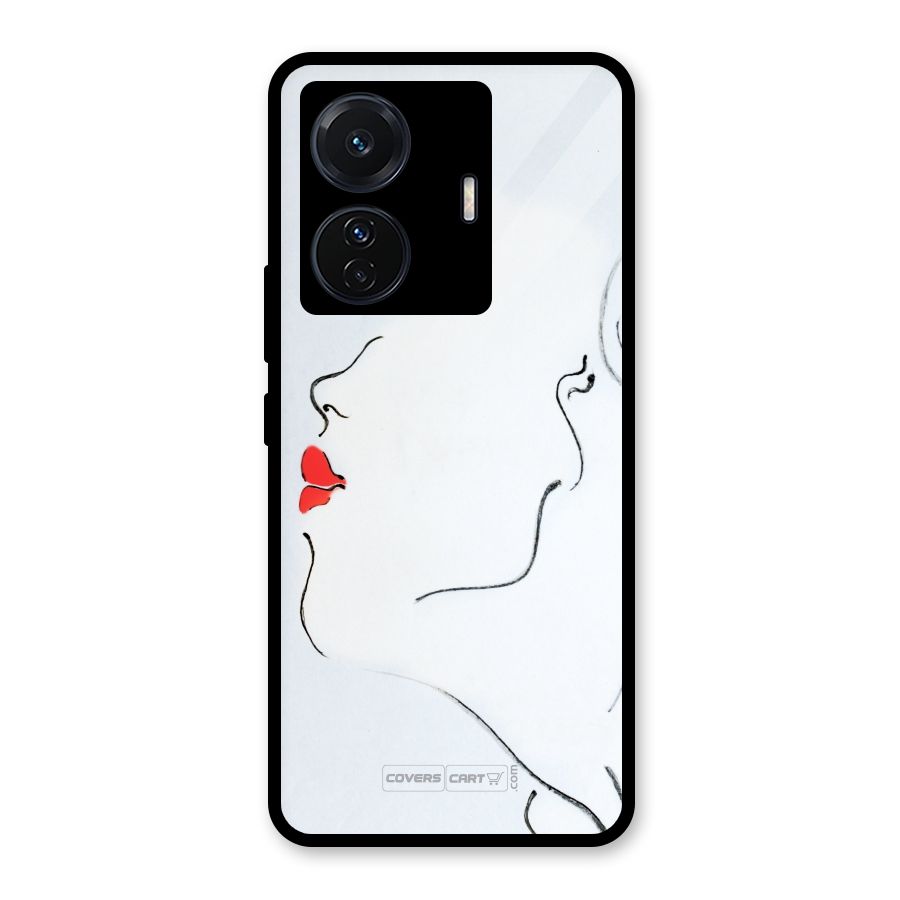 Girl in Red Lipstick Glass Back Case for Vivo T1 Pro