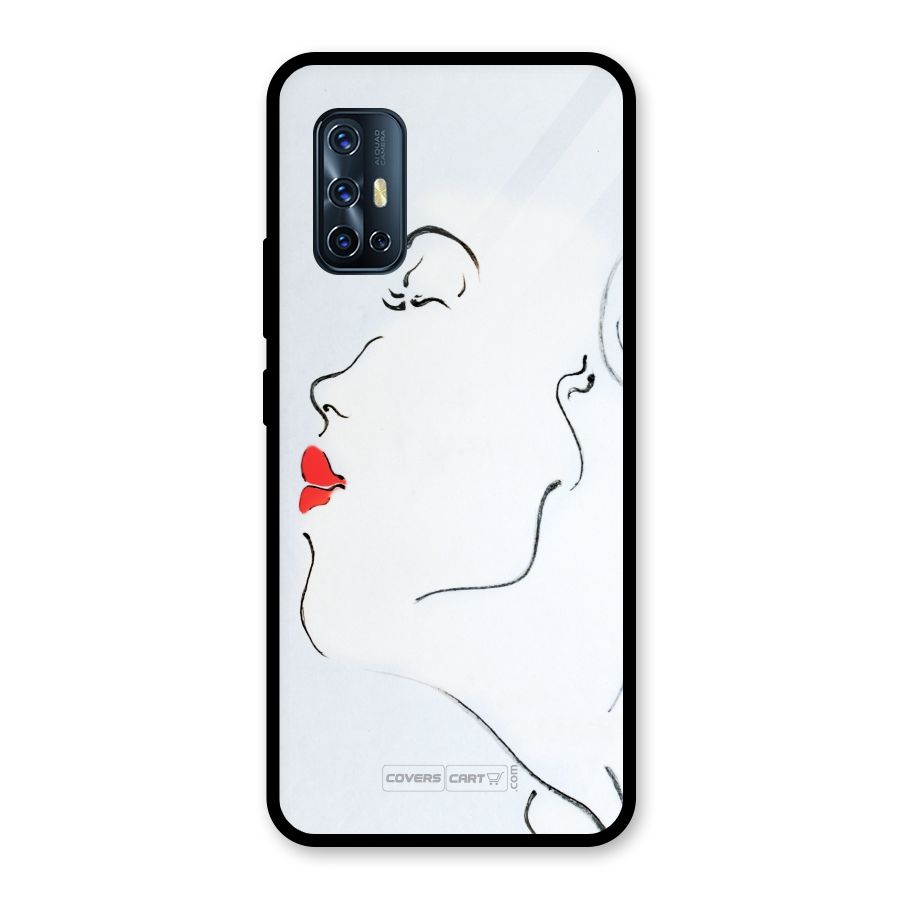 Girl in Red Lipstick Glass Back Case for Vivo V17