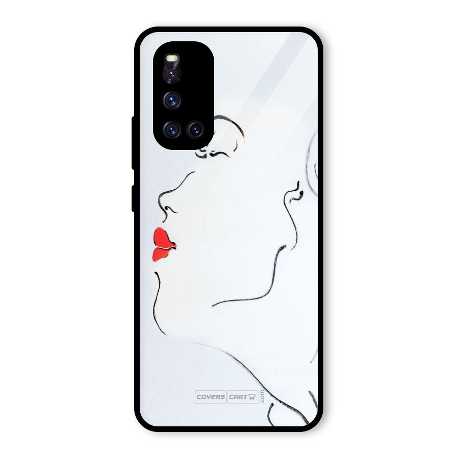 Girl in Red Lipstick Glass Back Case for Vivo V19
