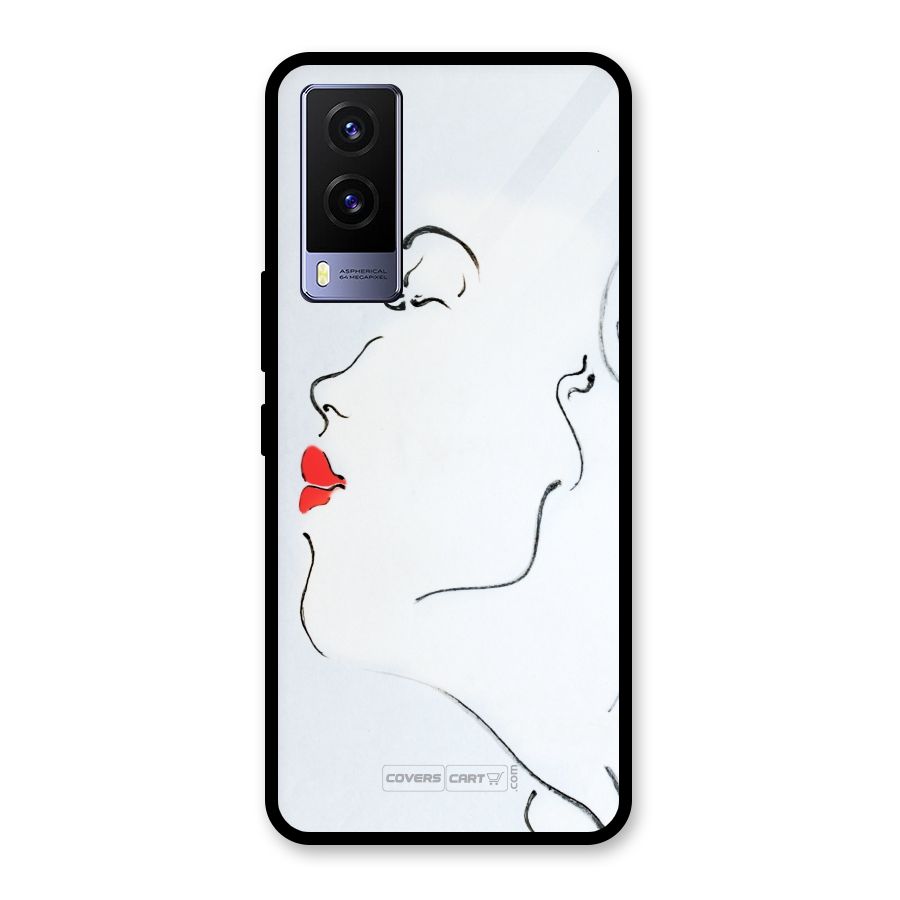 Girl in Red Lipstick Glass Back Case for Vivo V21e 5G