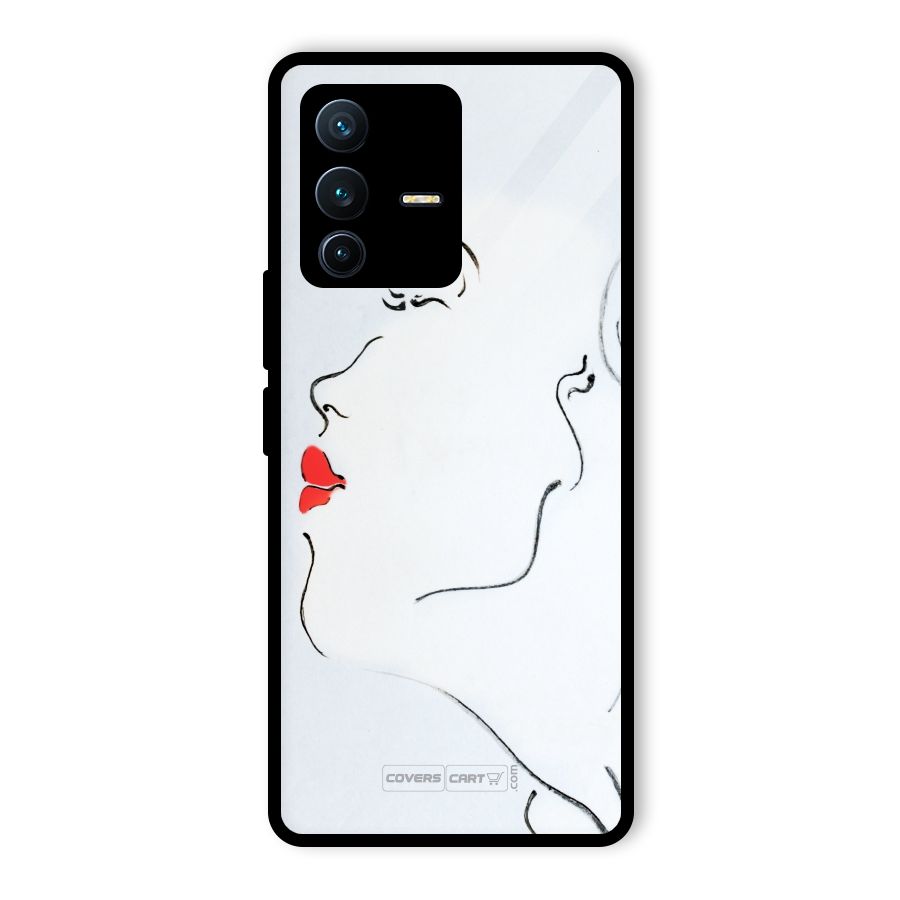 Girl in Red Lipstick Glass Back Case for Vivo V23 Pro