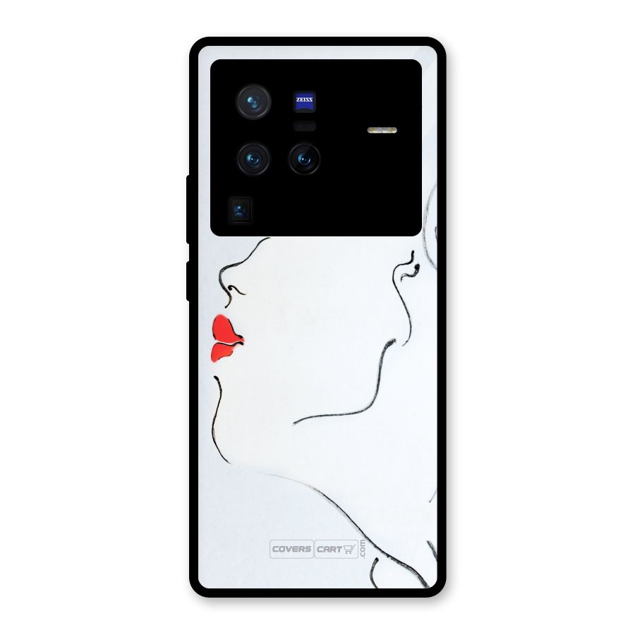 Girl in Red Lipstick Glass Back Case for Vivo X80 Pro