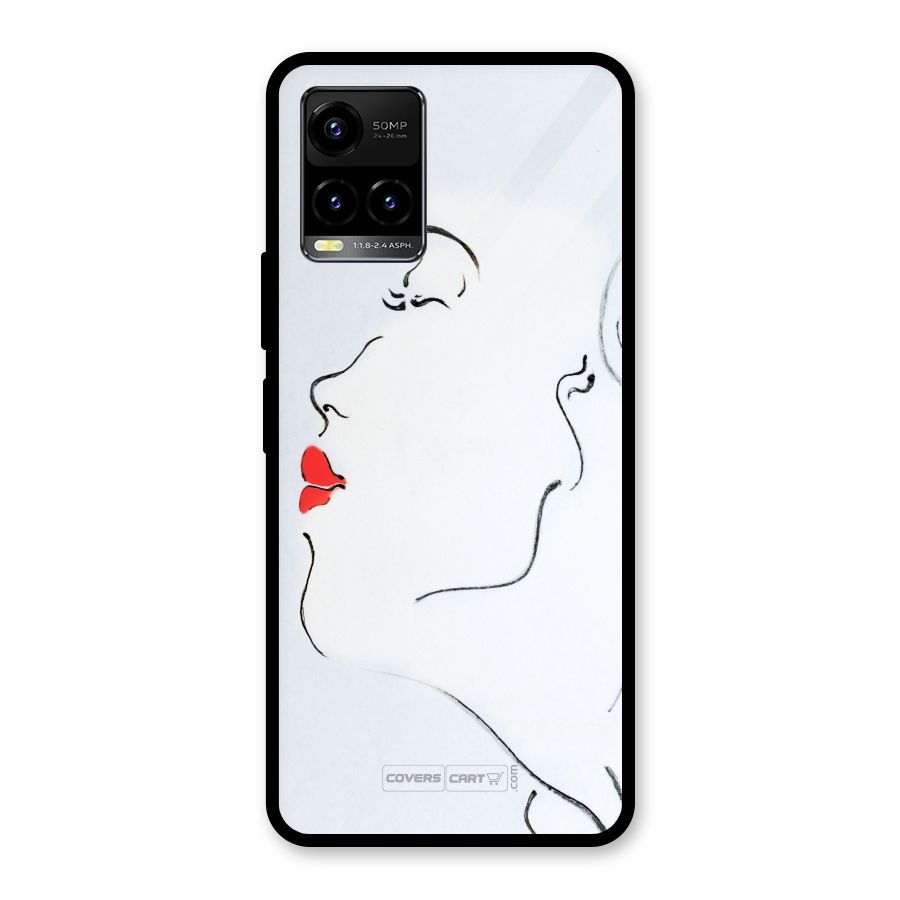 Girl in Red Lipstick Glass Back Case for Vivo Y21T