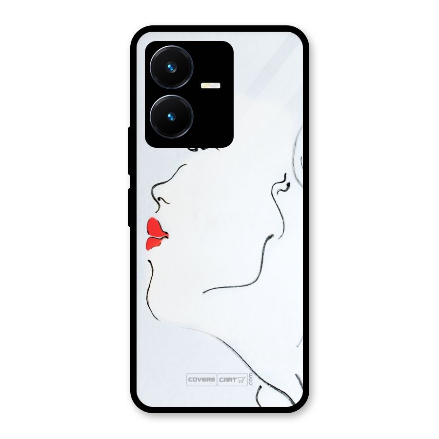 Girl in Red Lipstick Glass Back Case for Vivo Y22