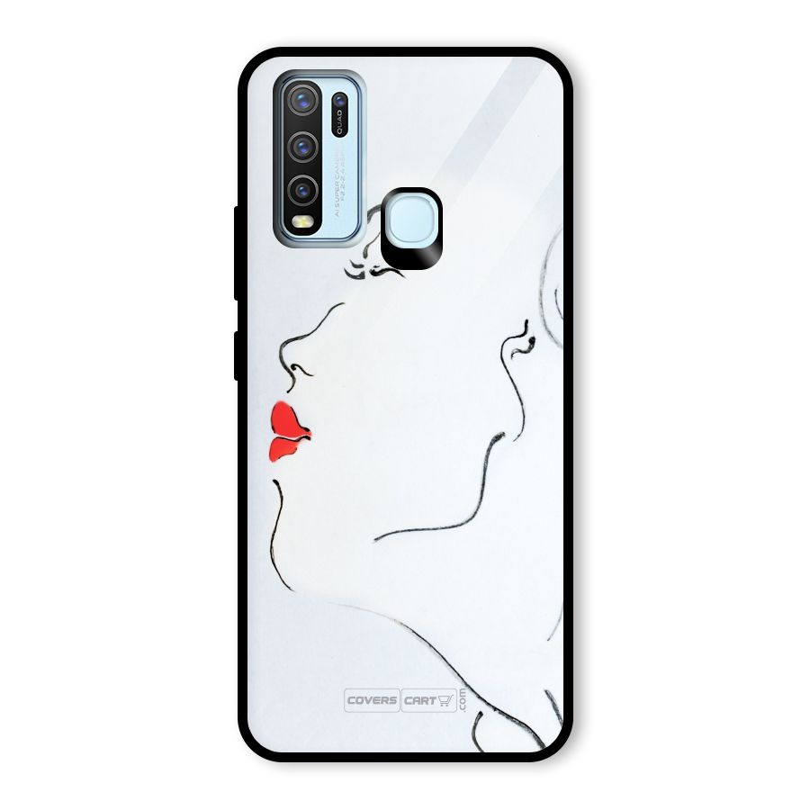 Girl in Red Lipstick Glass Back Case for Vivo Y30