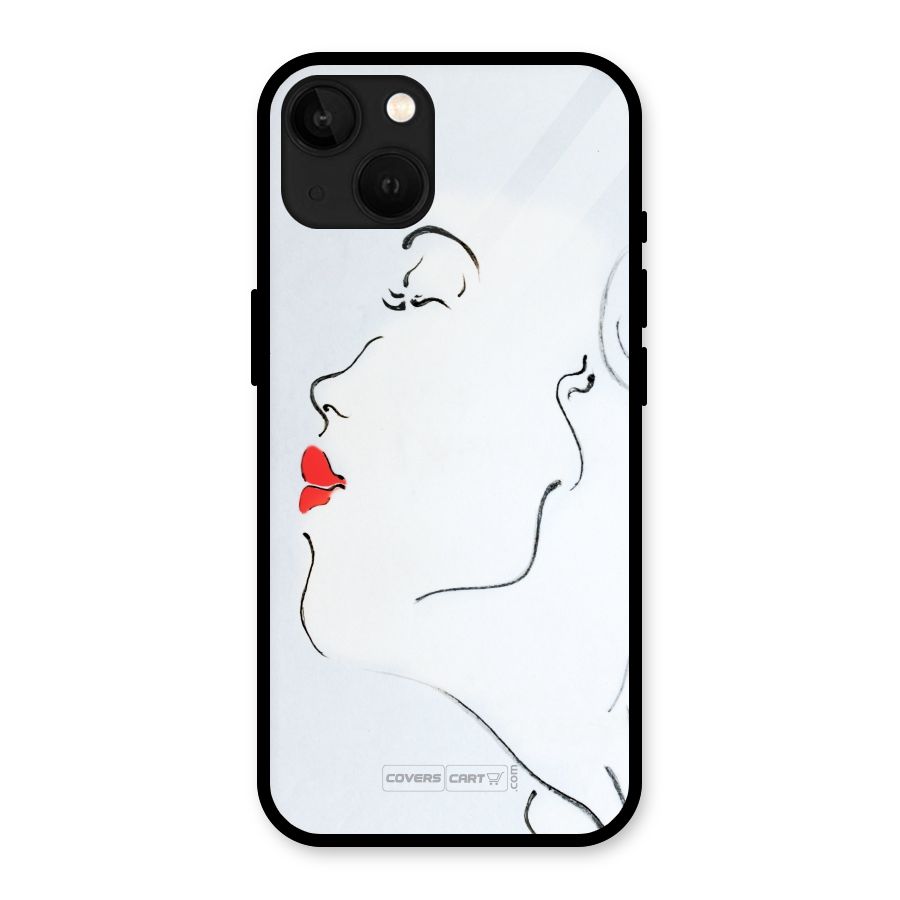Girl in Red Lipstick Glass Back Case for iPhone 13