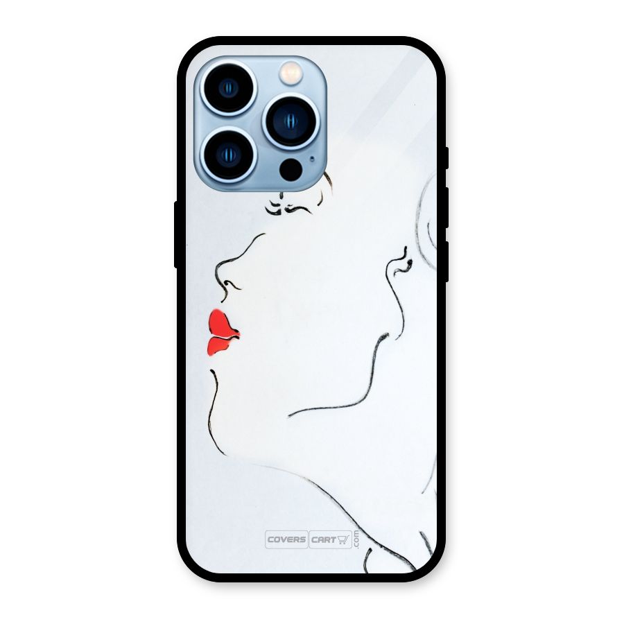 Girl in Red Lipstick Glass Back Case for iPhone 13 Pro