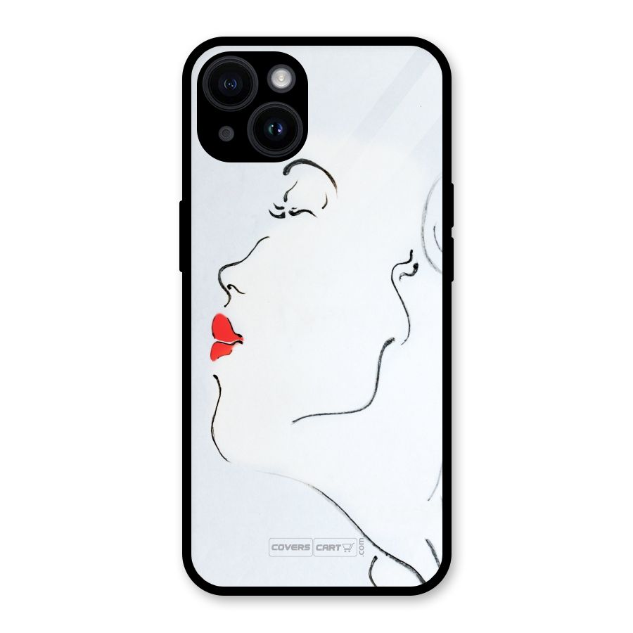 Girl in Red Lipstick Glass Back Case for iPhone 14