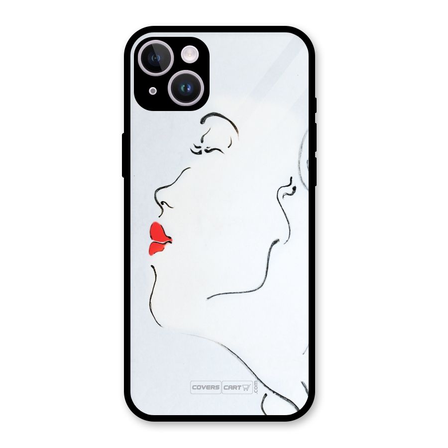 Girl in Red Lipstick Glass Back Case for iPhone 14 Plus