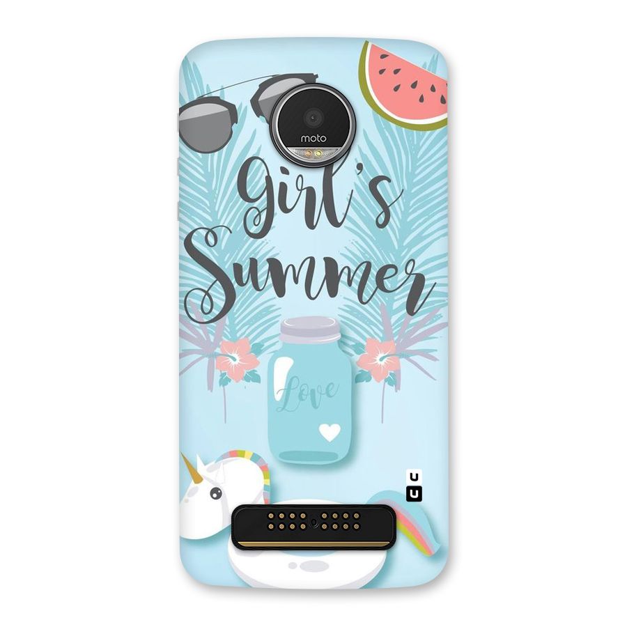 Girls Summer Back Case for Moto Z Play
