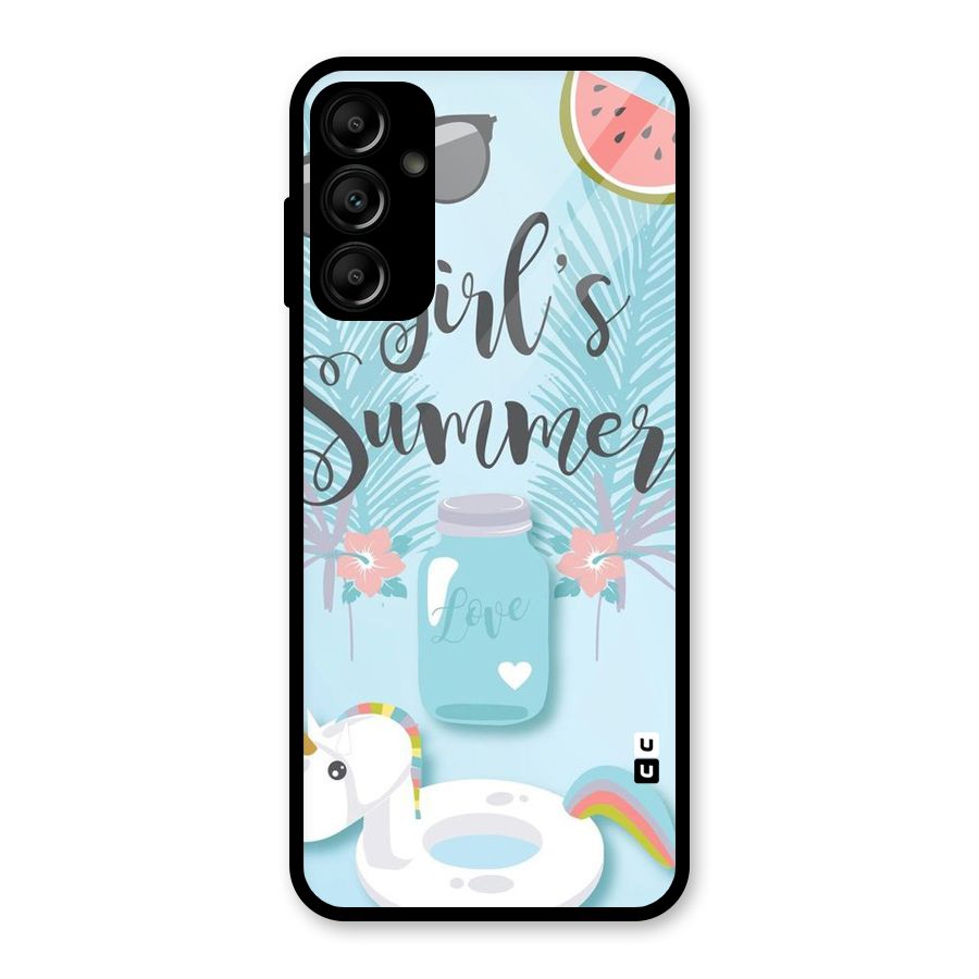 Girls Summer Glass Back Case for Galaxy A14 5G