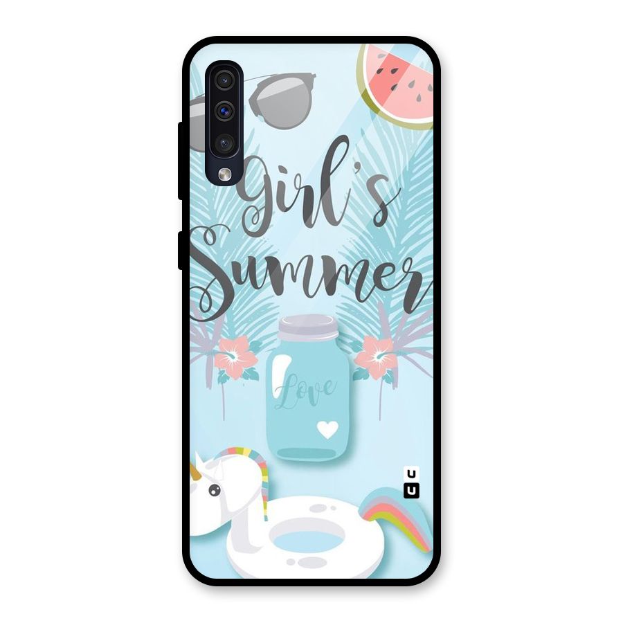 Girls Summer Glass Back Case for Galaxy A50s