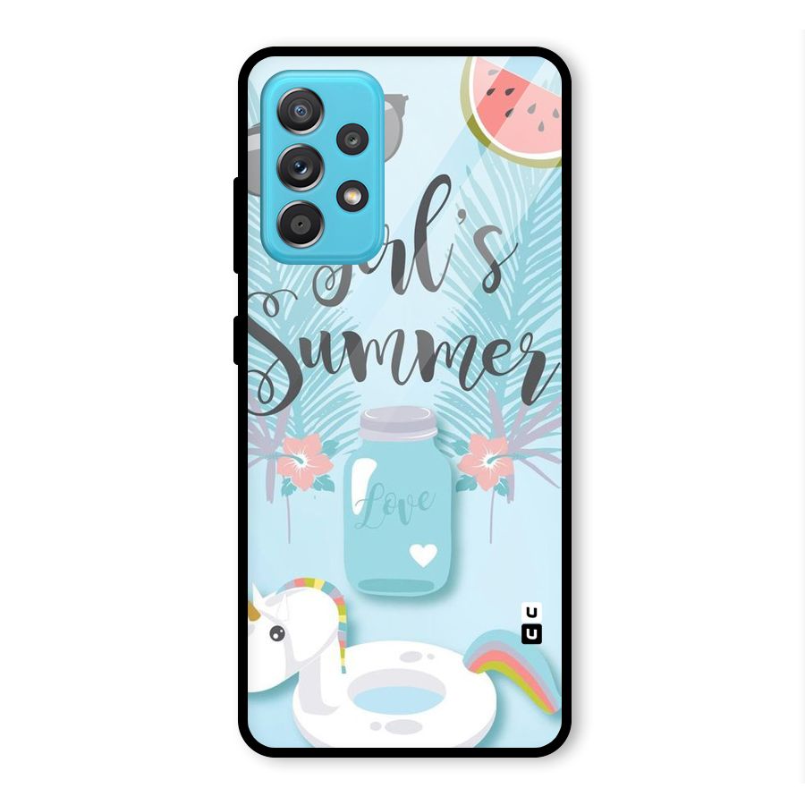 Girls Summer Glass Back Case for Galaxy A52