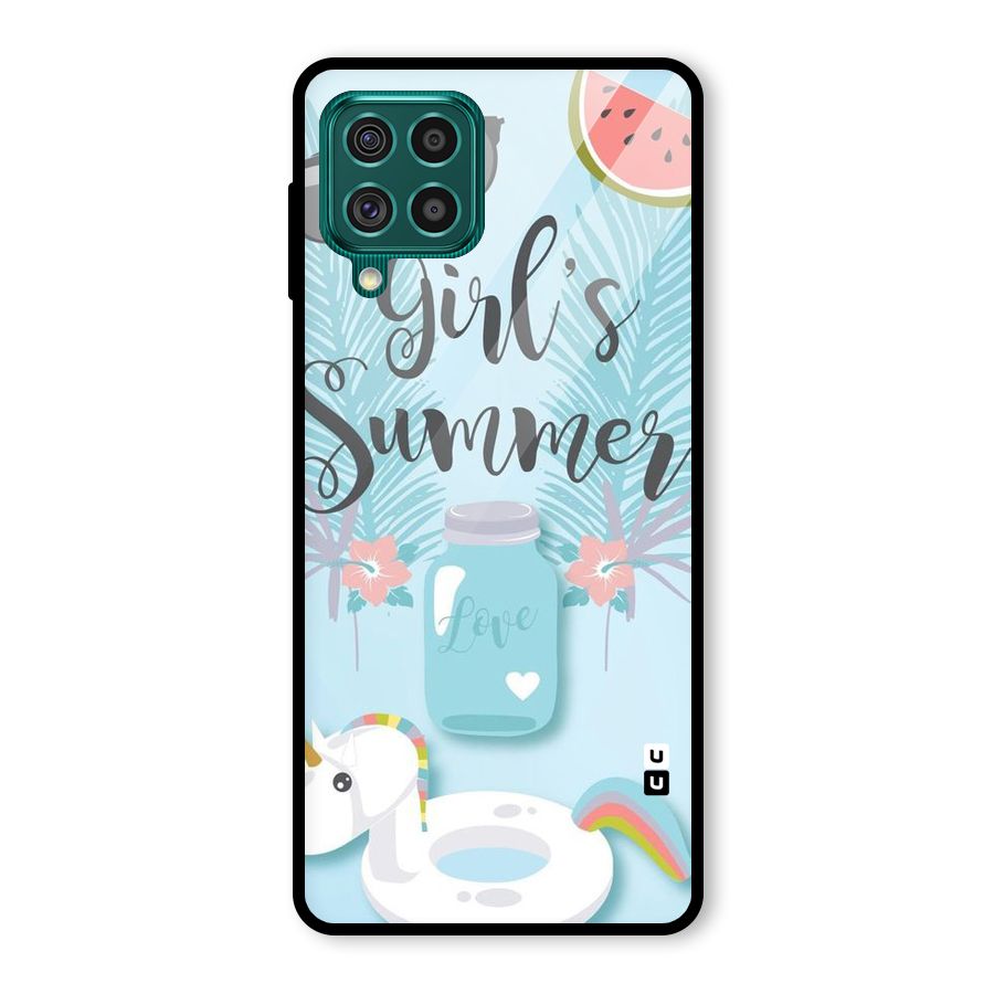 Girls Summer Glass Back Case for Galaxy F62