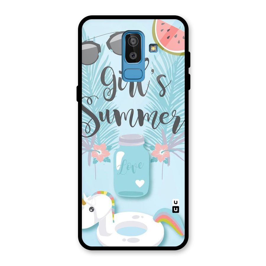 Girls Summer Glass Back Case for Galaxy J8
