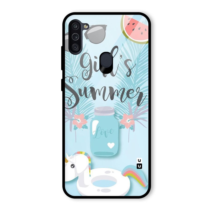 Girls Summer Glass Back Case for Galaxy M11