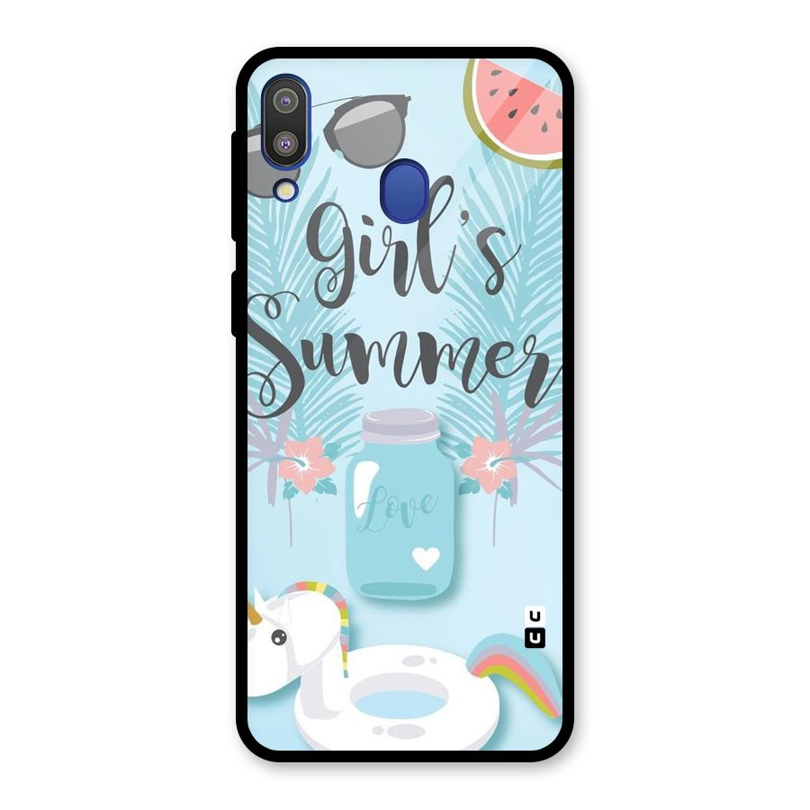 Girls Summer Glass Back Case for Galaxy M20