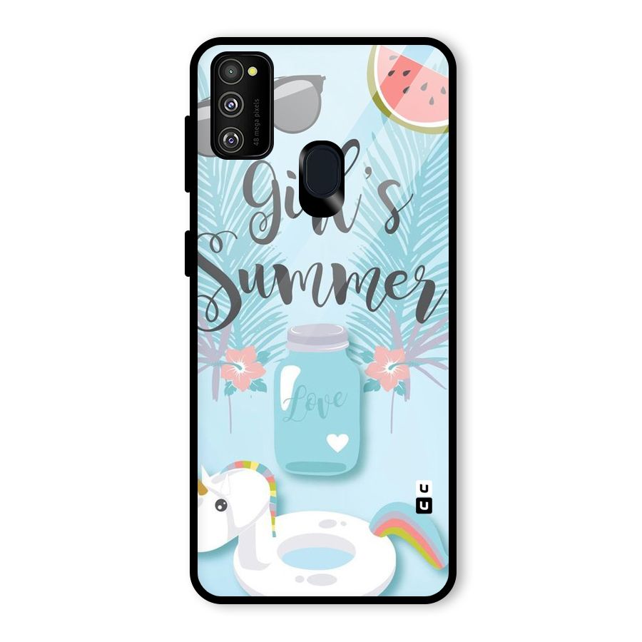 Girls Summer Glass Back Case for Galaxy M30s