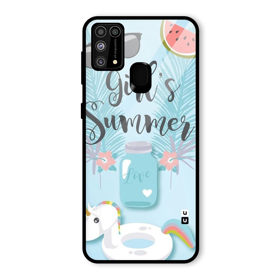 Girls Summer Glass Back Case for Galaxy M31