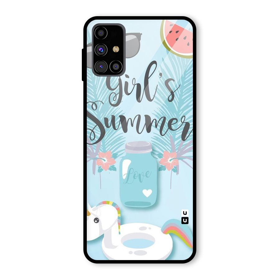 Girls Summer Glass Back Case for Galaxy M31s