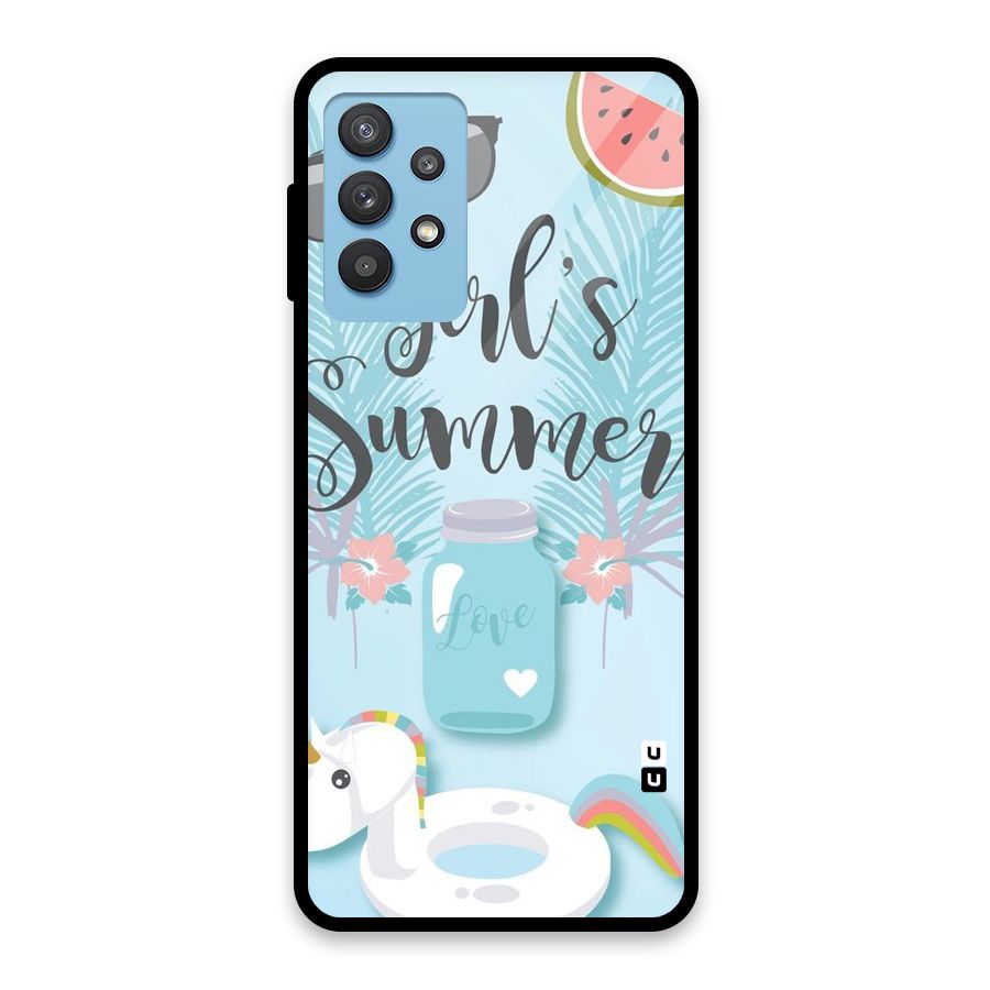 Girls Summer Glass Back Case for Galaxy M32 5G