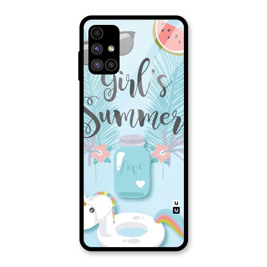 Girls Summer Glass Back Case for Galaxy M51