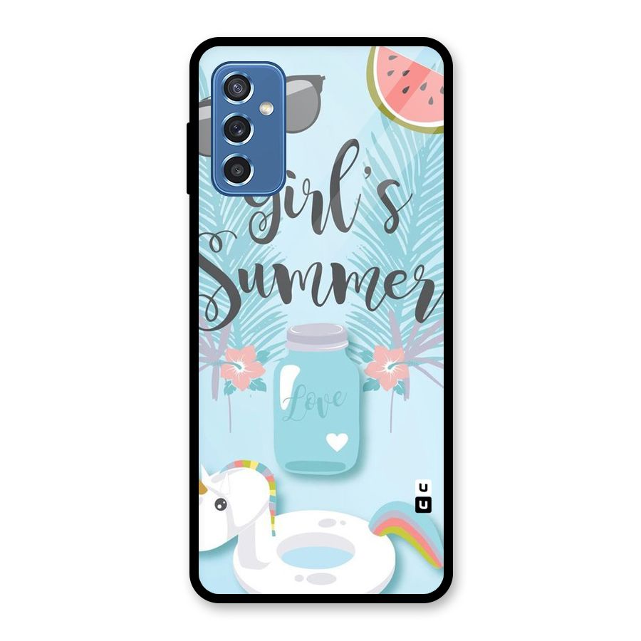 Girls Summer Glass Back Case for Galaxy M52 5G