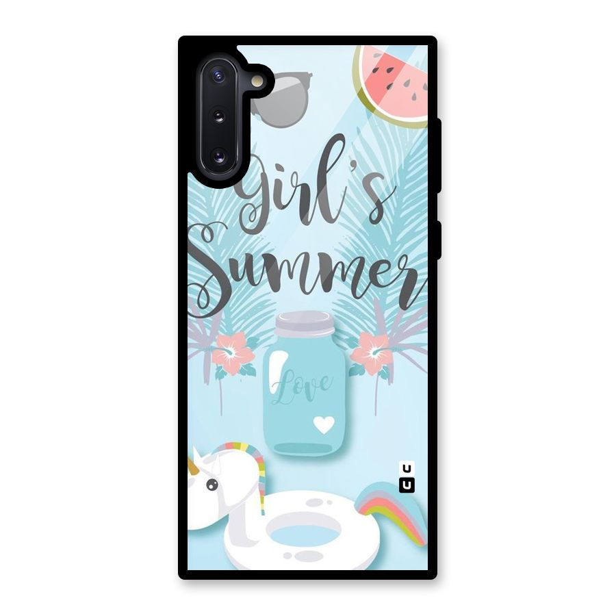 Girls Summer Glass Back Case for Galaxy Note 10