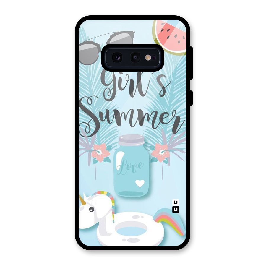 Girls Summer Glass Back Case for Galaxy S10e