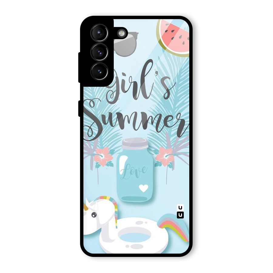 Girls Summer Glass Back Case for Galaxy S21 Plus