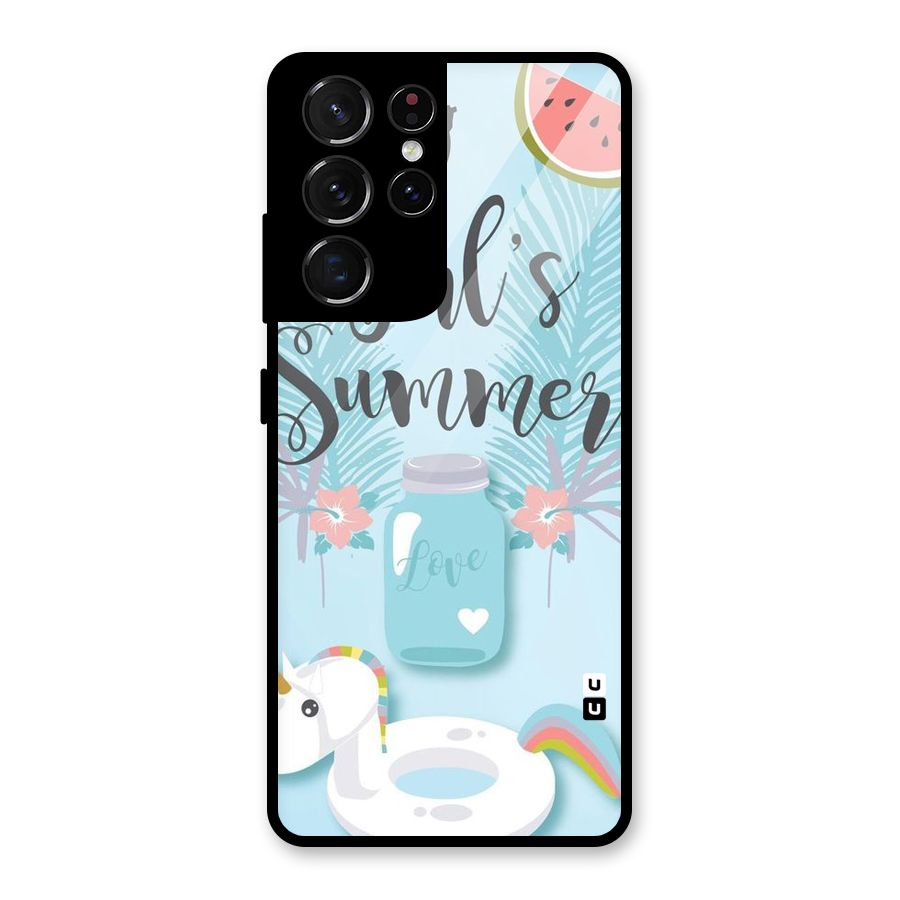 Girls Summer Glass Back Case for Galaxy S21 Ultra 5G