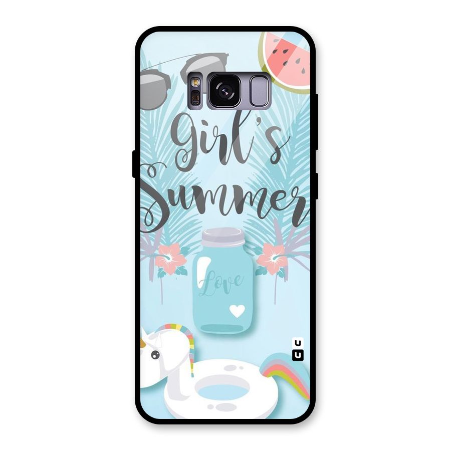 Girls Summer Glass Back Case for Galaxy S8