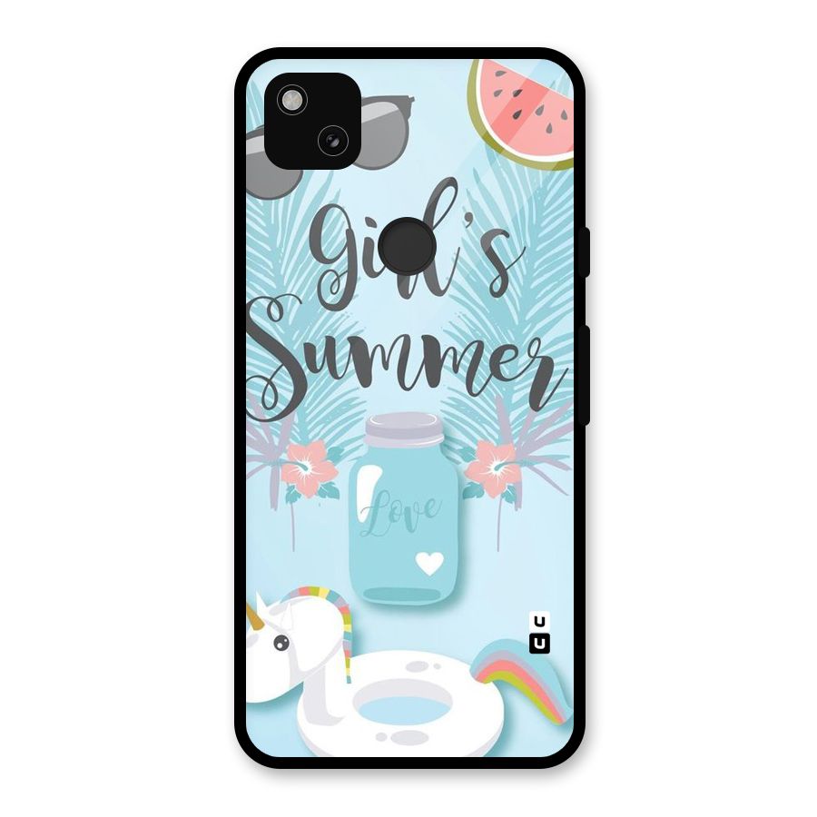 Girls Summer Glass Back Case for Google Pixel 4a