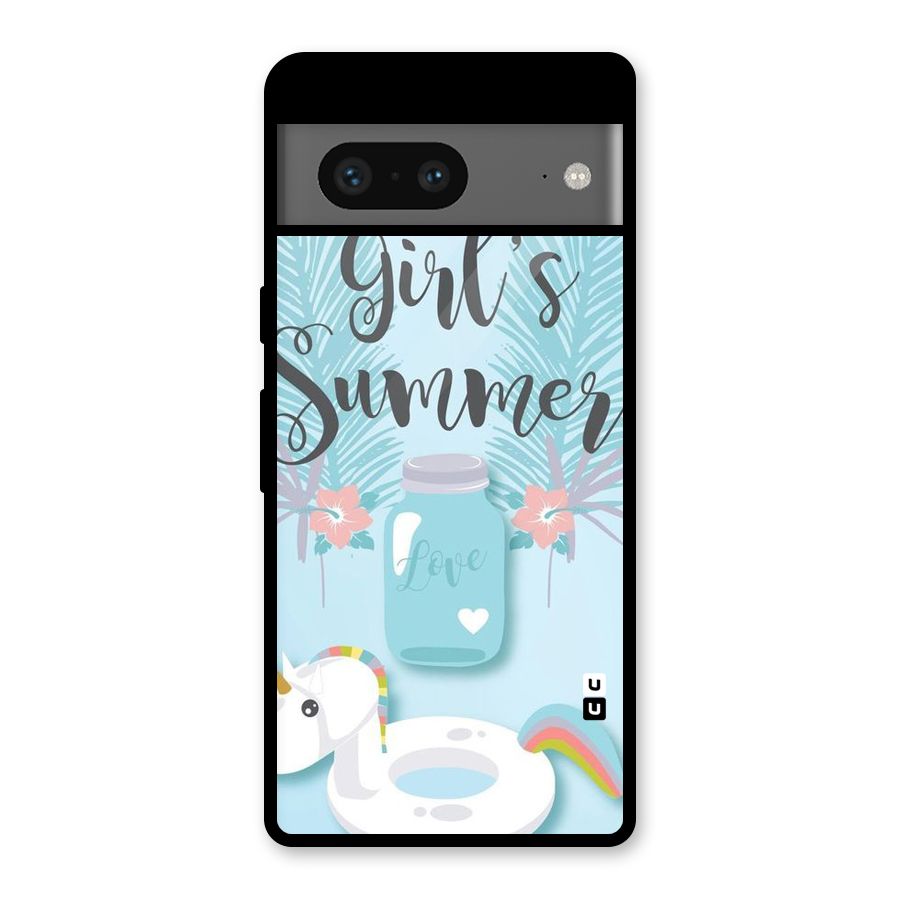 Girls Summer Glass Back Case for Google Pixel 7