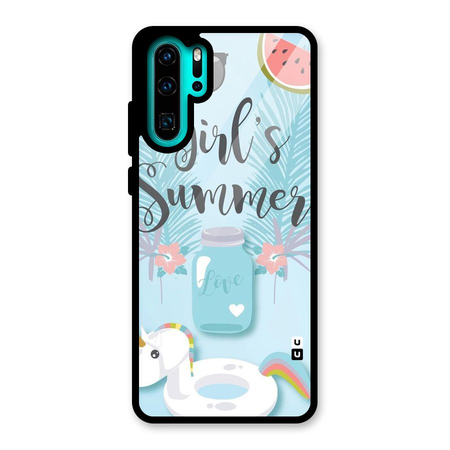 Girls Summer Glass Back Case for Huawei P30 Pro