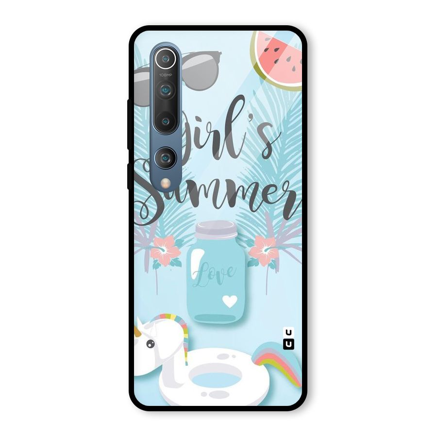 Girls Summer Glass Back Case for Mi 10