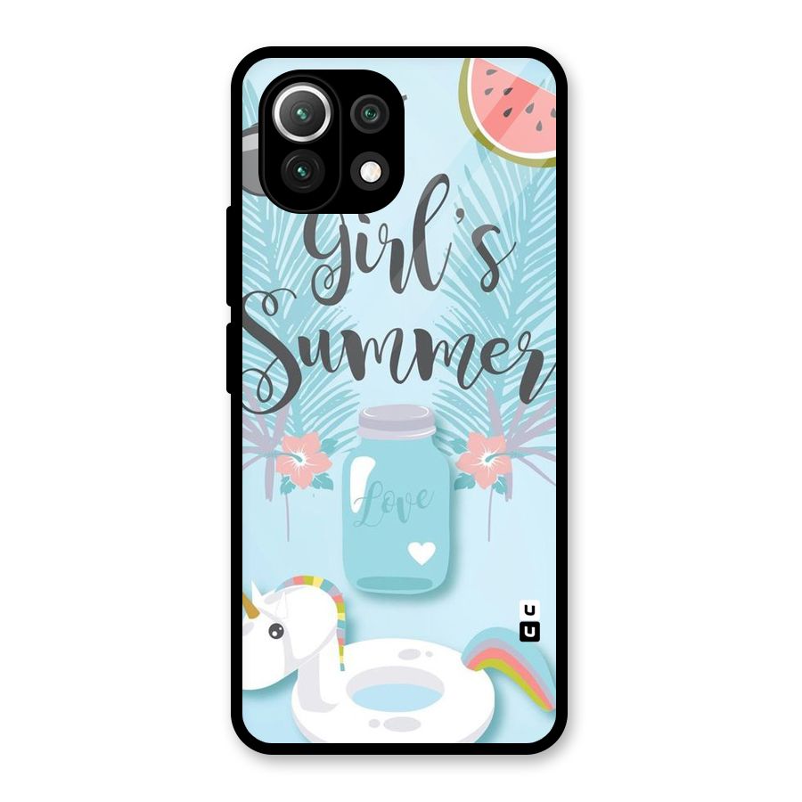 Girls Summer Glass Back Case for Mi 11 Lite