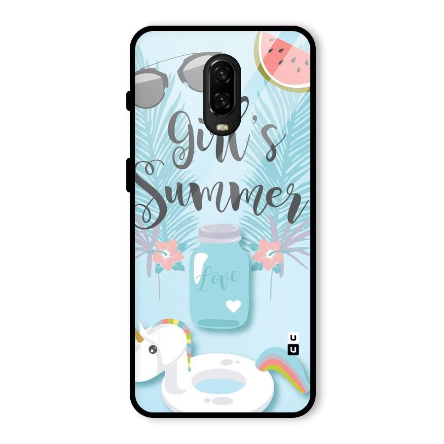 Girls Summer Glass Back Case for OnePlus 6T