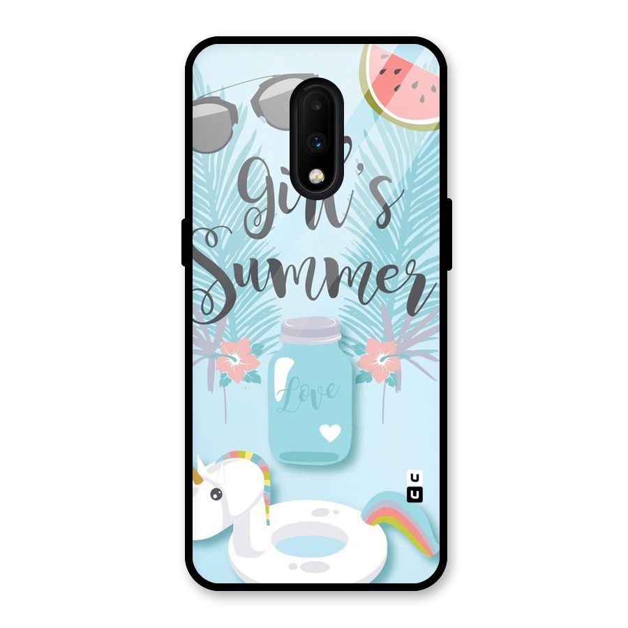 Girls Summer Glass Back Case for OnePlus 7