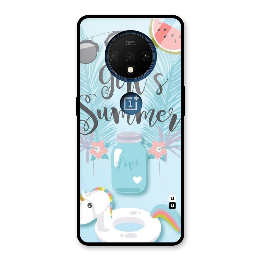 Girls Summer Glass Back Case for OnePlus 7T