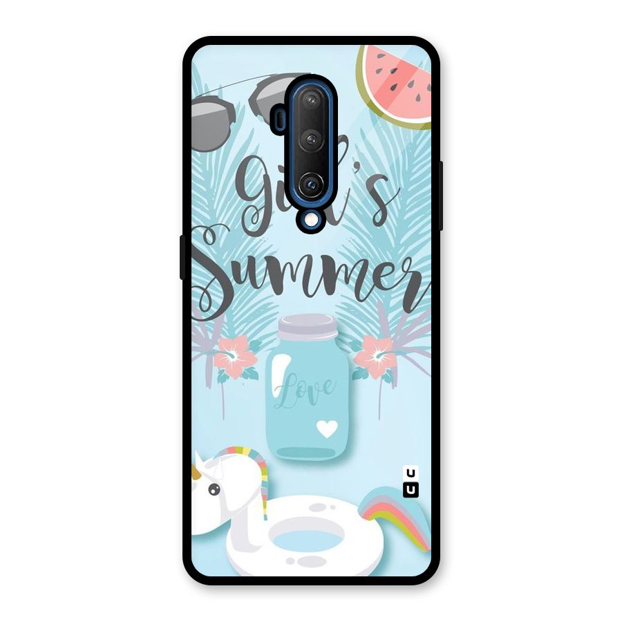 Girls Summer Glass Back Case for OnePlus 7T Pro