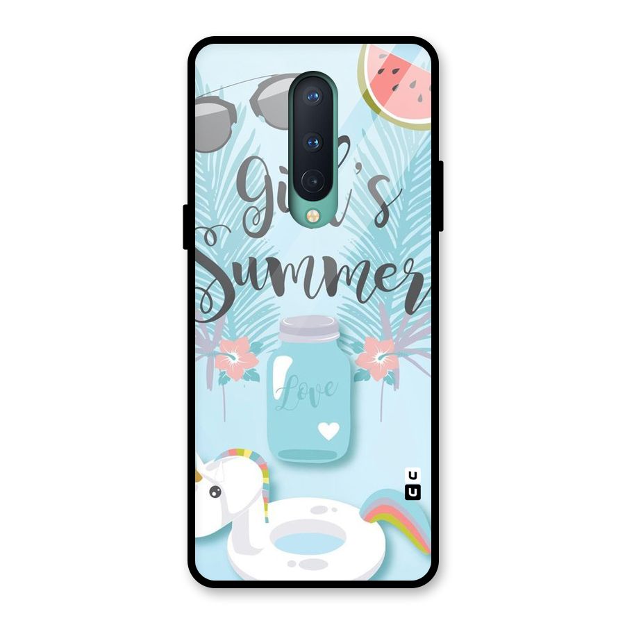 Girls Summer Glass Back Case for OnePlus 8