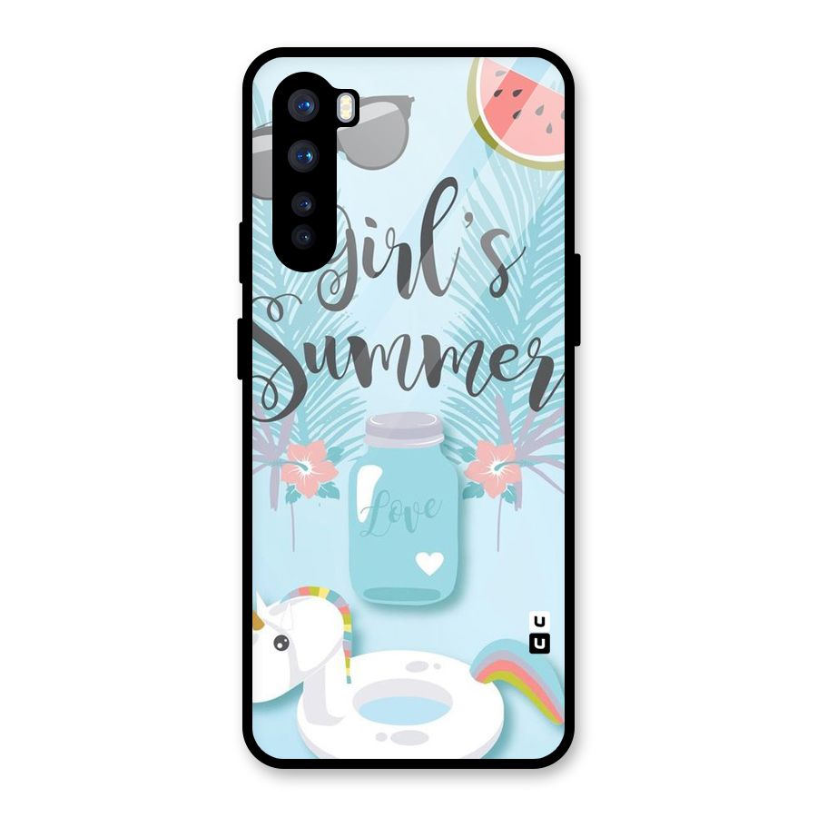 Girls Summer Glass Back Case for OnePlus Nord