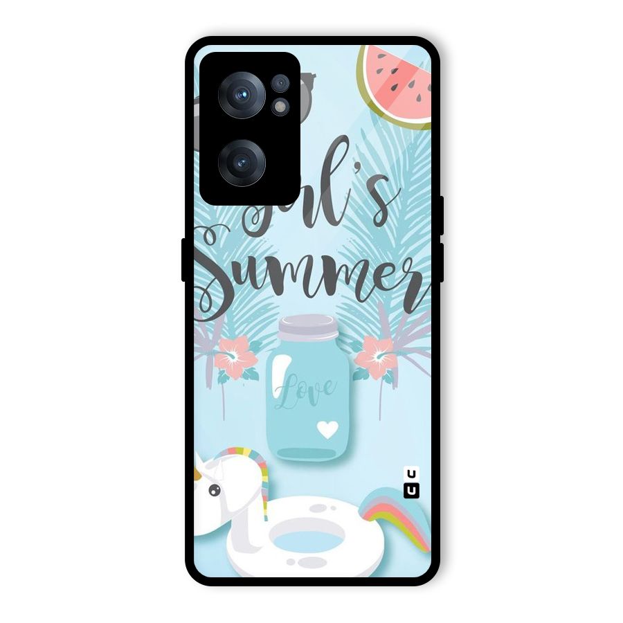 Girls Summer Glass Back Case for OnePlus Nord CE 2 5G