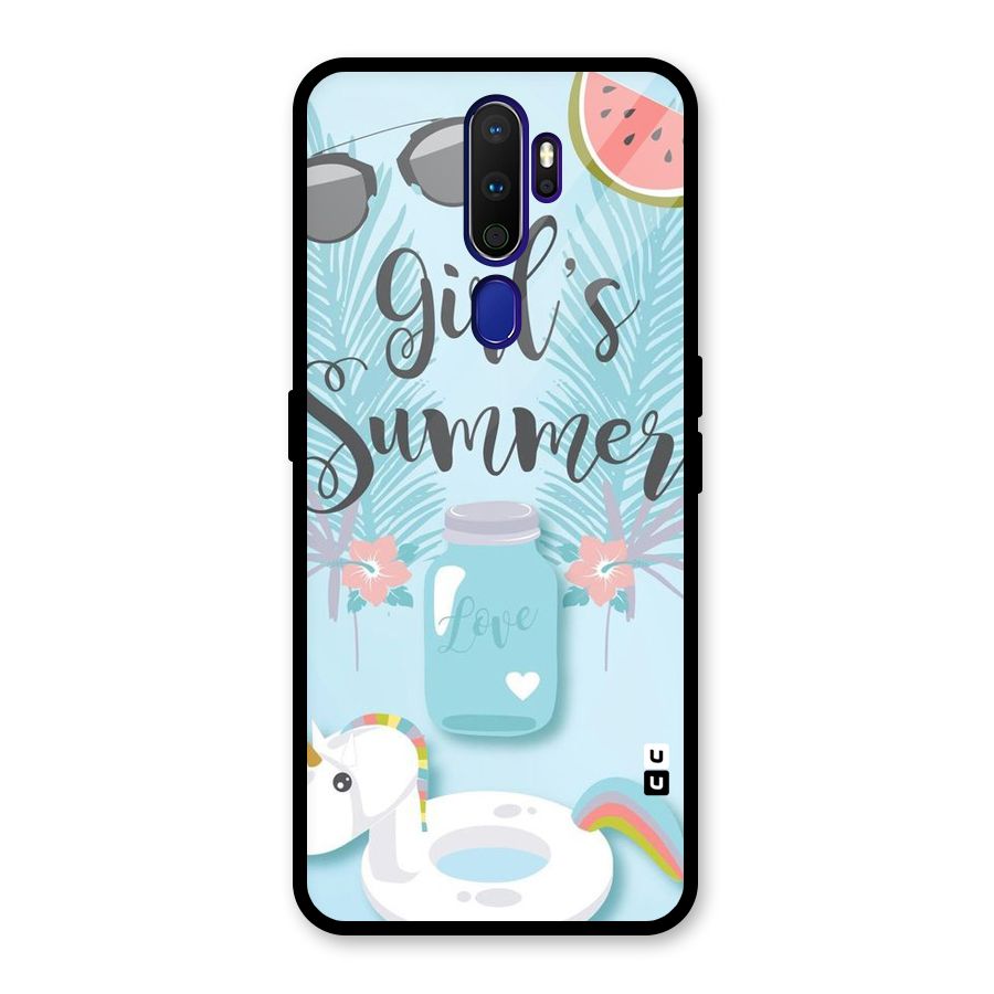 Girls Summer Glass Back Case for Oppo A9 (2020)