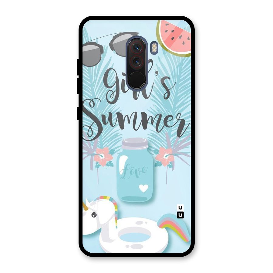 Girls Summer Glass Back Case for Poco F1